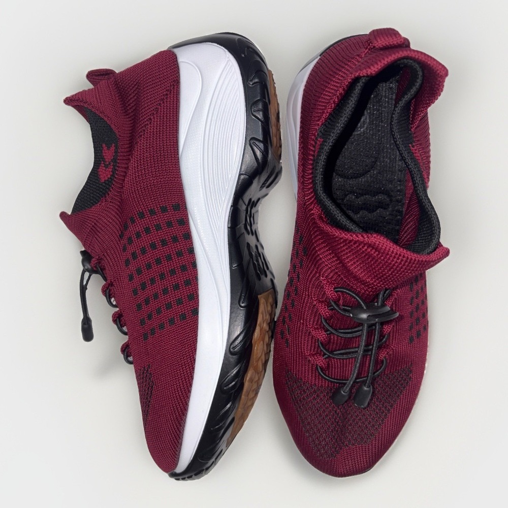ComfortWear Ortho Stretch Cushion Wine Red Knit Bungee Slip On Sneakers 40 US8.5